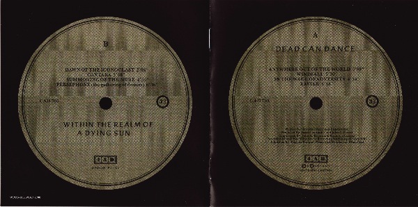 booklet covers showing original labels, Dead Can Dance - Within the Realm of a Dying Sun